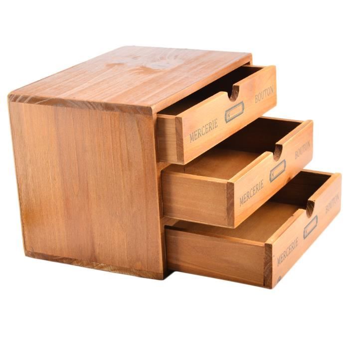 Ménage Essentiel 3-Drawer En bois Coffre1