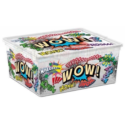 C BOX STYLE Boîte de rangement pour enfant Comics - 18 L - 40 x 34 x 17 cm - Blanc et multicolore