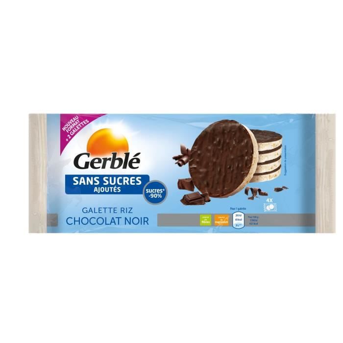 Gerble Sans Sucres Galette Riz Chocolat Noir 130,4g