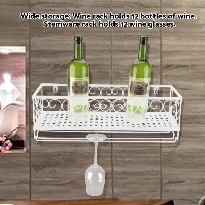 étagère à Vin Porte Verres Murale Porte Bouteilles Support