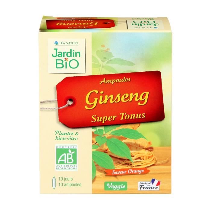 JARDIN BIO Ampoule ginseng super tonus - Bio - 100 g - Saveur orange
