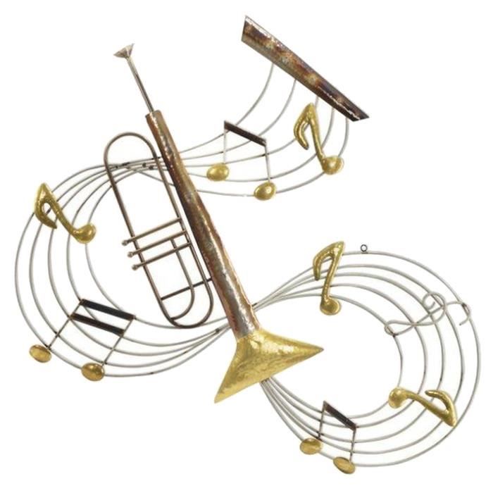 Musique Trompette Portée Notes Grande Decoration Murale Fer Forgé Doré