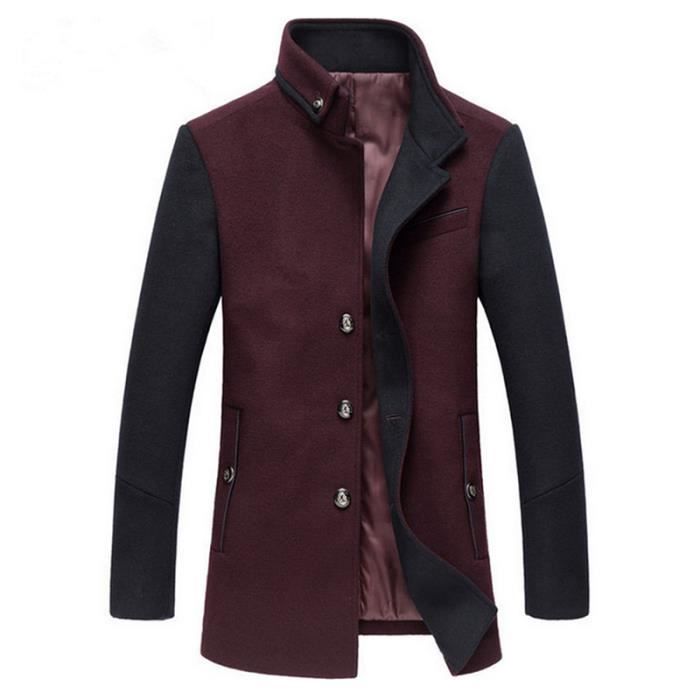 Manteau Mi-Longue Homme Mode Bicolore Pardessus Automne ...