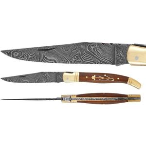 Couteau de poche pliant avec lame de 8 cm en acier damas noi en France