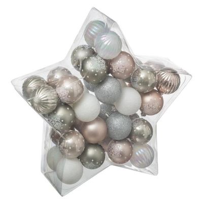 Boules De Noël 60 Mm X40 Etoile Or Rose Argent Blanc Autres Blanc Gris Rose