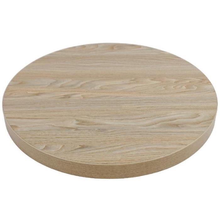 plateau de table rond effet bois clair
