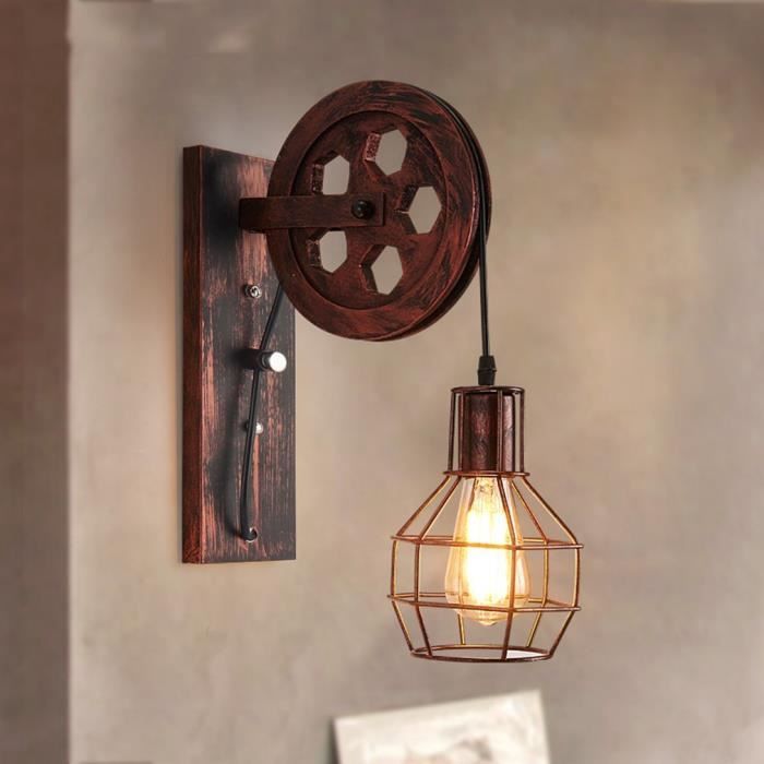 Style De Industriel Lampe Murale Vintage Lumière Applique eWEHID2Y9