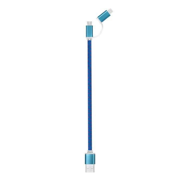 SWIPE Double Câble de chargement - USB - Compatible Iphone 5/6 et Micro USB - 20 cm