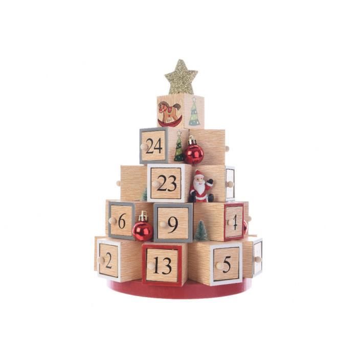 Calendrier de l'avent forme sapin D.18x28.5cm CAMP - Achat / Vente