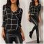 Noir Blanc Nouvelle Européen Chemise Arrivee Classique Grille Femme rtshQdC