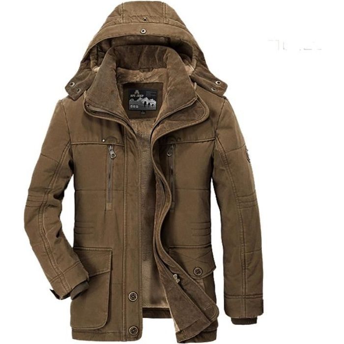 Manteau Homme Hiver à capuche Mode Avec velours Rétro ...