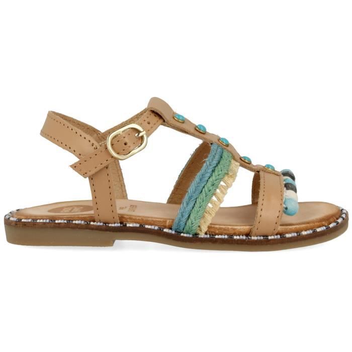 GIOSEPPO Sandales Cuir Cognac Enfant fille
