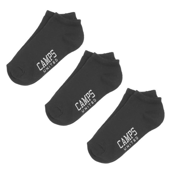 CAMPS UTD Lot de 3 paires de Chaussettes Sneakers Enfant - Assortiment Noir