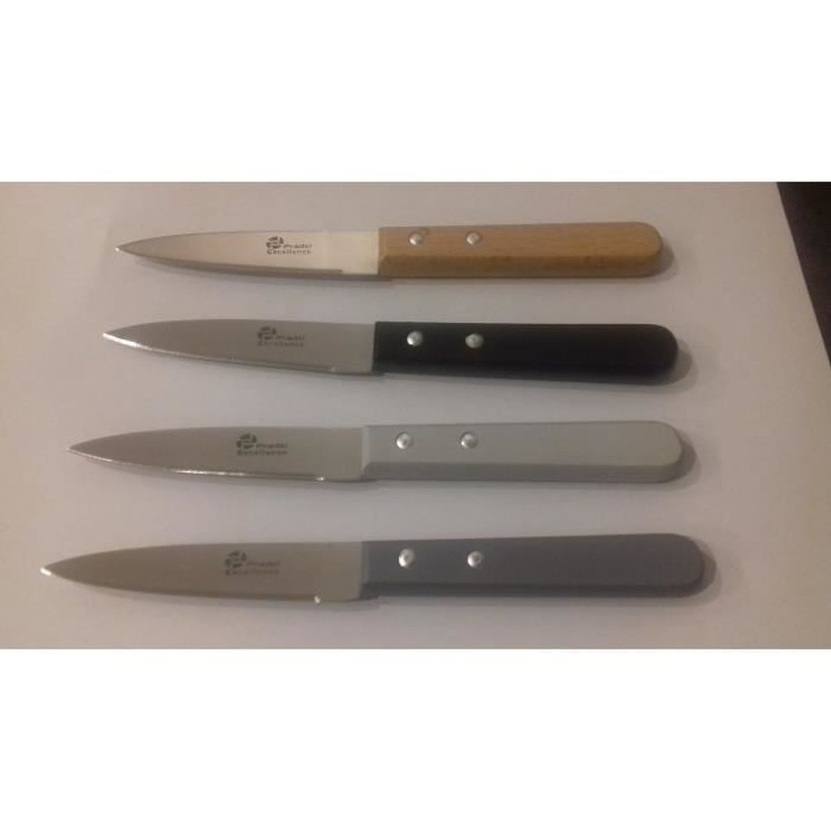 Lot De 4 Couteaux à Steak Pradel Excellence - Lame 10 Cm, Manche Bois 3 Rivets - Neuf