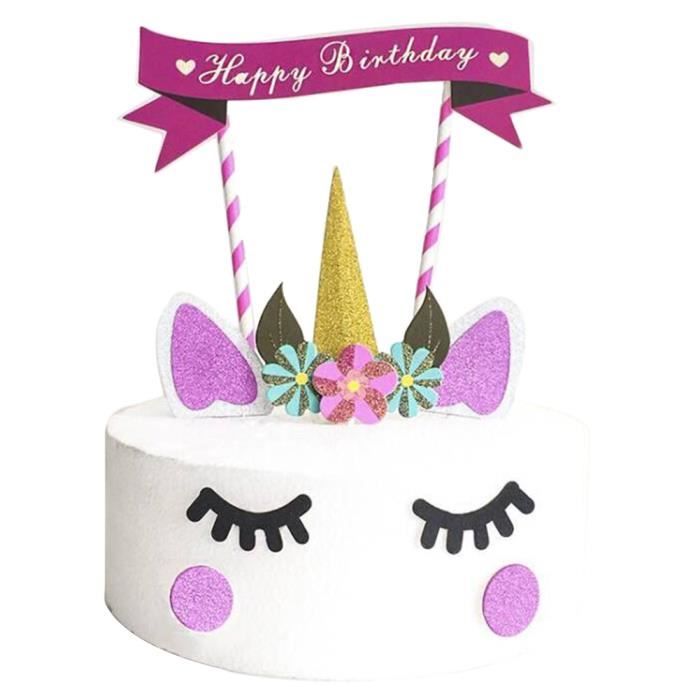 Figurine décor gâteau FIXIN Drapeaux de gâteau de licorne Gâteau décorat