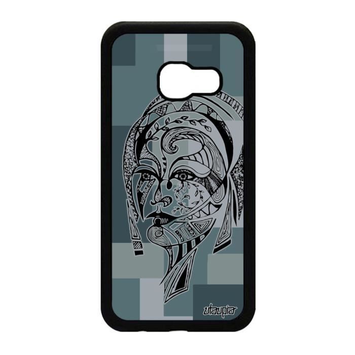 Coque A3 2017 Silicone Femme Tatouage Noir Carré Dessin Cube Gris Samsung Galaxy A3 2017