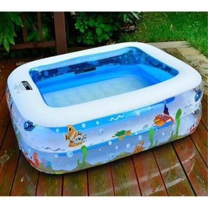 Piscine Familiale Gonflable 2 étages Plastique Rectangulaire Enfant