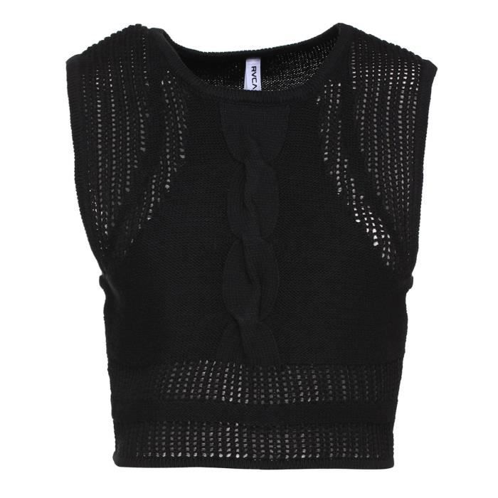 RVCA Crop Top Sans Manche Number One U3JPRC - Femme - Noir