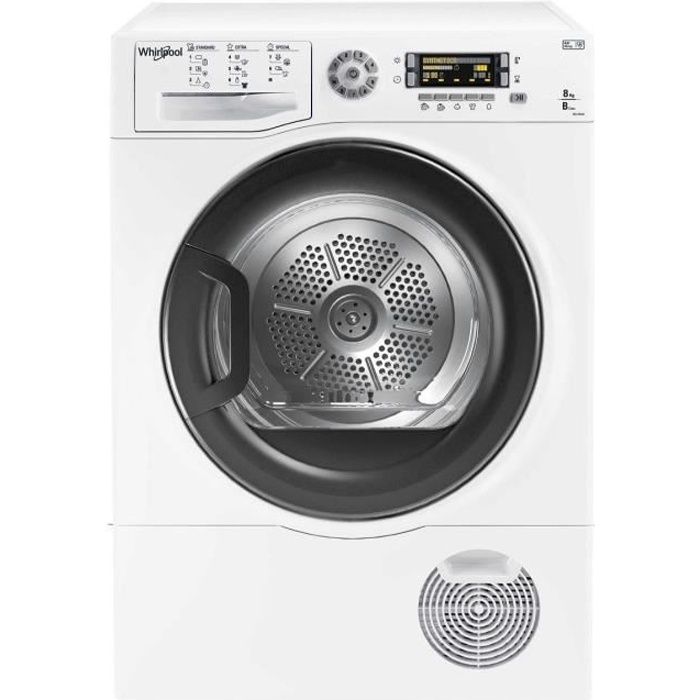 WHIRLPOOL DELY8000 - Sèche-linge - 8 kg - Séchage condensation - Classe B - LCD - 69 dB - Tambour Galva