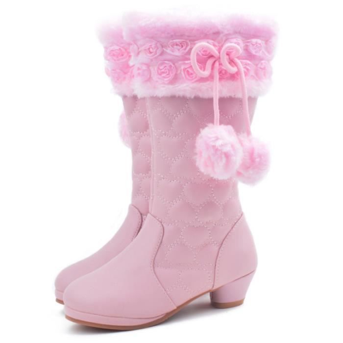 Xfp Chaud Chaussures Rose xz105rose29 Peluche Enfants Princesse Bottes Hiver rouge 4wx7qY7