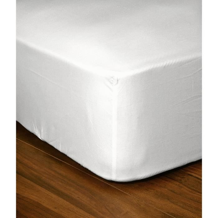 LOVELY HOME Drap Housse 160x200+25 BLANC