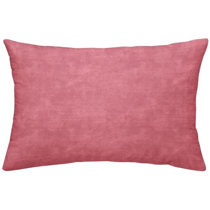 TODAY TROPIK SUMMER Coussin déhoussable Aurora - Velours et chambray - 30 x 50 cm - Rose