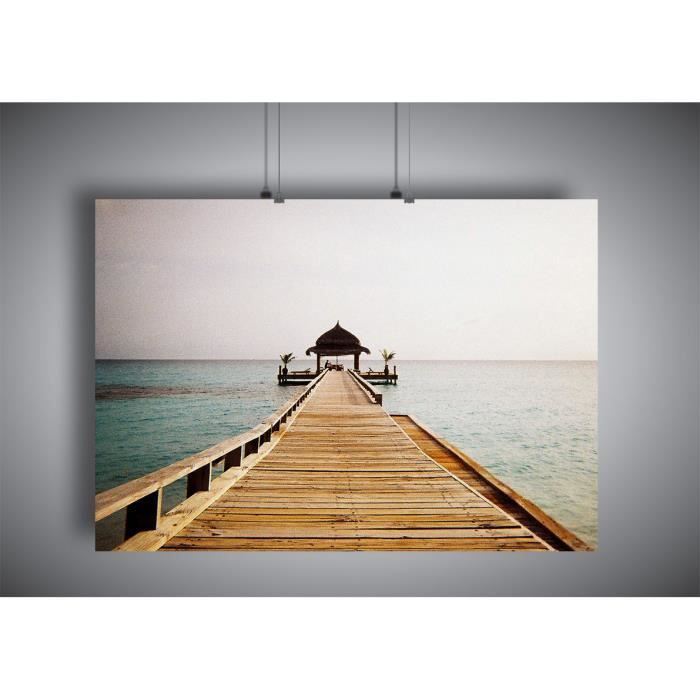 Poster Ponton Beach Romantique Plage A4 21x297cm