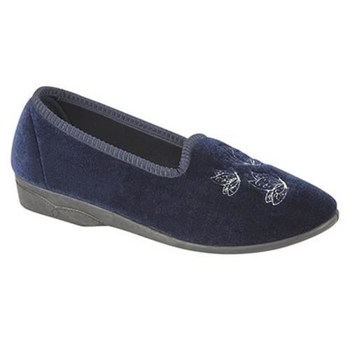 Bleu Chaussons Brodé Celia Zedzzz rouge Marine À Motif Profond Femme pAYxgw