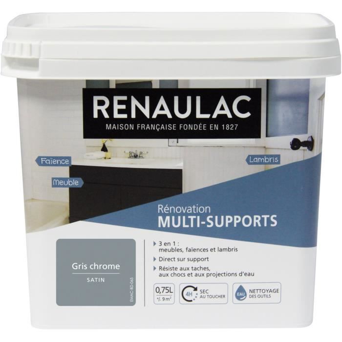 Renaulac Peinture Rénovation Multisupports 3 En 1 Gris Chrome