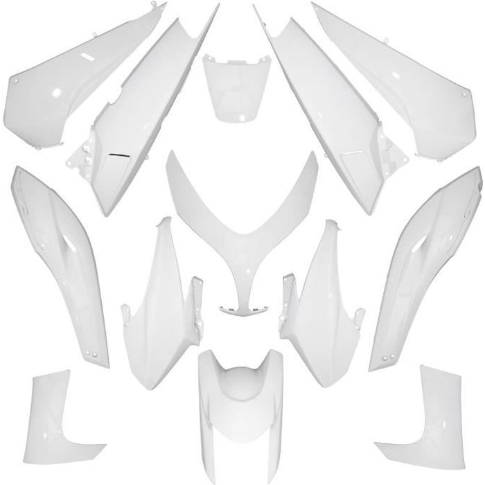 carrosserie/carenage maxiscooter adaptable yamaha 500 tmax 2008>2011 blanc brillant (kit 13 pieces) -p2r-