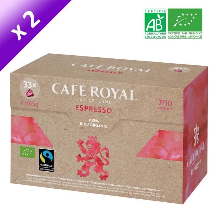 CAFE ROYAL Espresso - Compatibles avec le système Nespresso - Bio - 33 capsules x2