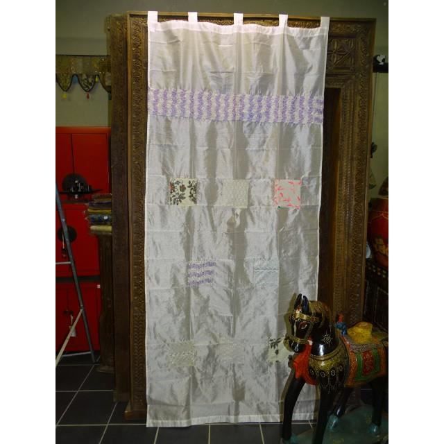 Rideaux taffetas avec patchwork blanc - Achat / Vente rideau - Cdiscount Rideaux taffetas avec patchwork blanc - Achat / Vente rideau - Cdiscount