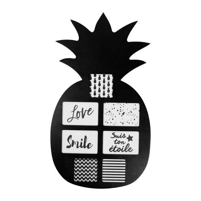 OSTARIA Pêle-mêle Ananas - 7 vues - MDF - 39 x 68,8 x 0,6 cm - Noir