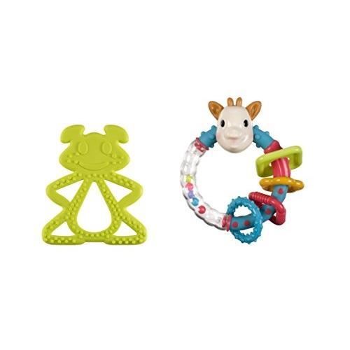 SOPHIE LA GIRAFE Set hochet multi-texturé + anneau de dentition vanille champignon