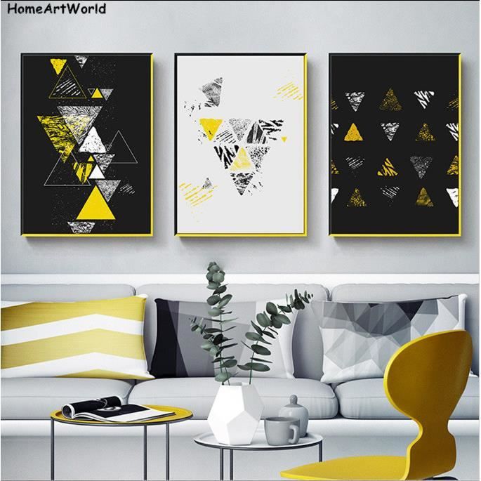Nordique Abstrait Collision Couleur Géométrie Jaune Suspendu