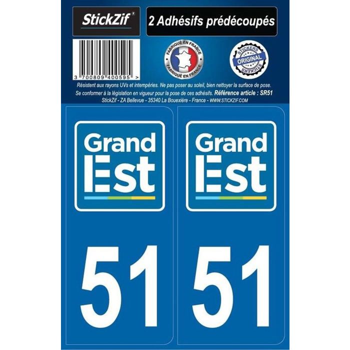 STICKZIF 2 Autocollants Région Département 51 SR51