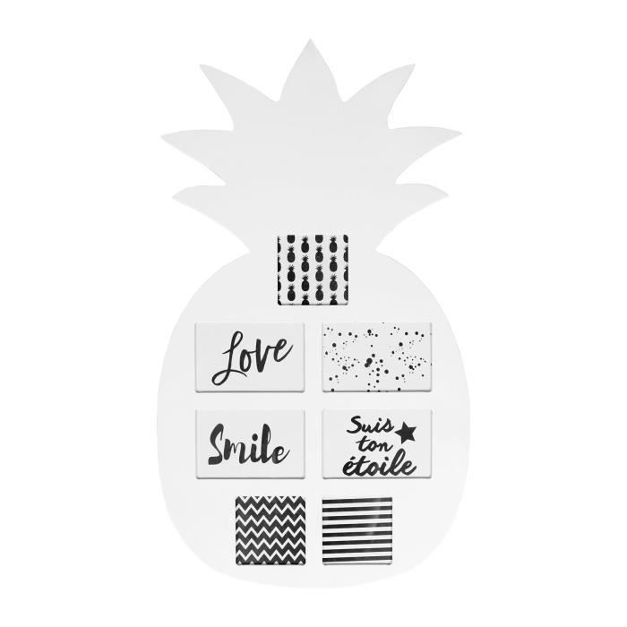 OSTARIA Pêle-mêle Ananas - 7 vues - MDF - 39 x 68,8 x 0,6 cm - Blanc