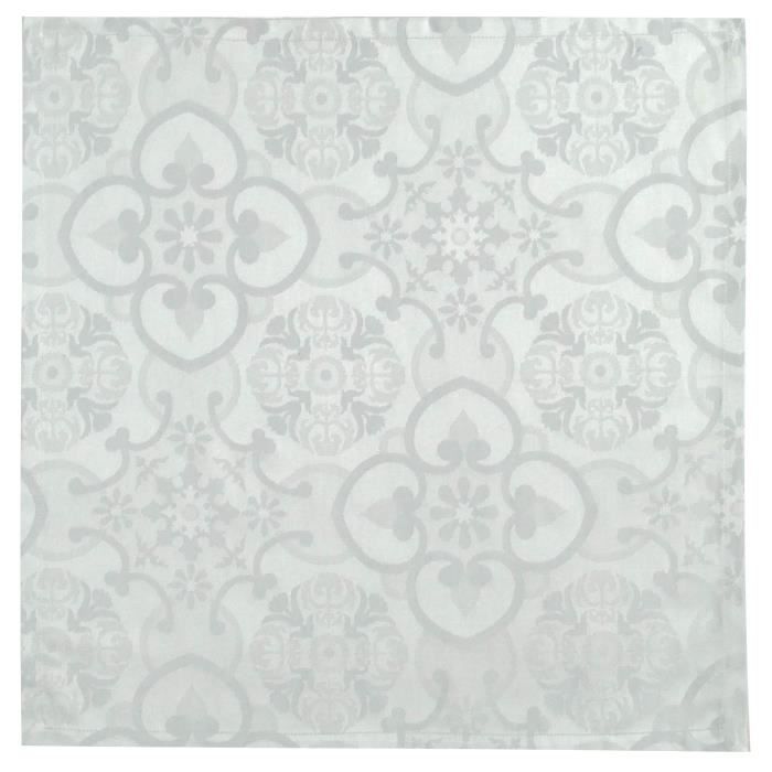VENT DU SUD Lot de 6 serviettes de table jacquard FARO - 47 x 47 cm - Blanc perle