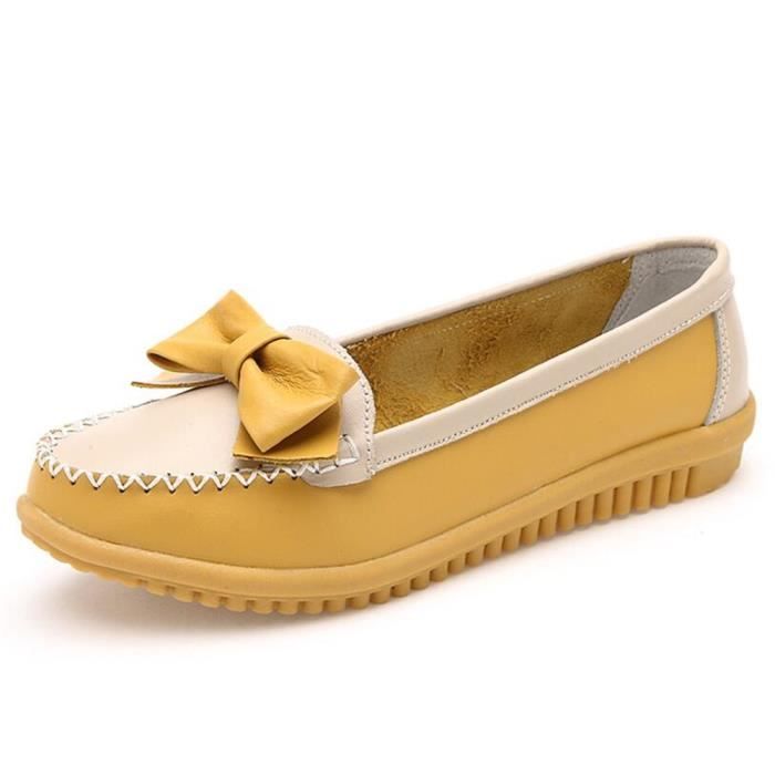 Mocassin Femmes Cuir Talon plat Leger Chaussure DTG XZ048Jaune37 Mocassin Femmes Cuir Cuir Cuir Talon plat Leger Chaussure DTG XZ048Jaune37 0004d9
