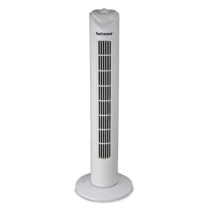 TECHWOOD Ventilateur colonne - Hauteur 80 cm - 45 watts - 3 vitesses - Oscillant - Minuterie - Blanc