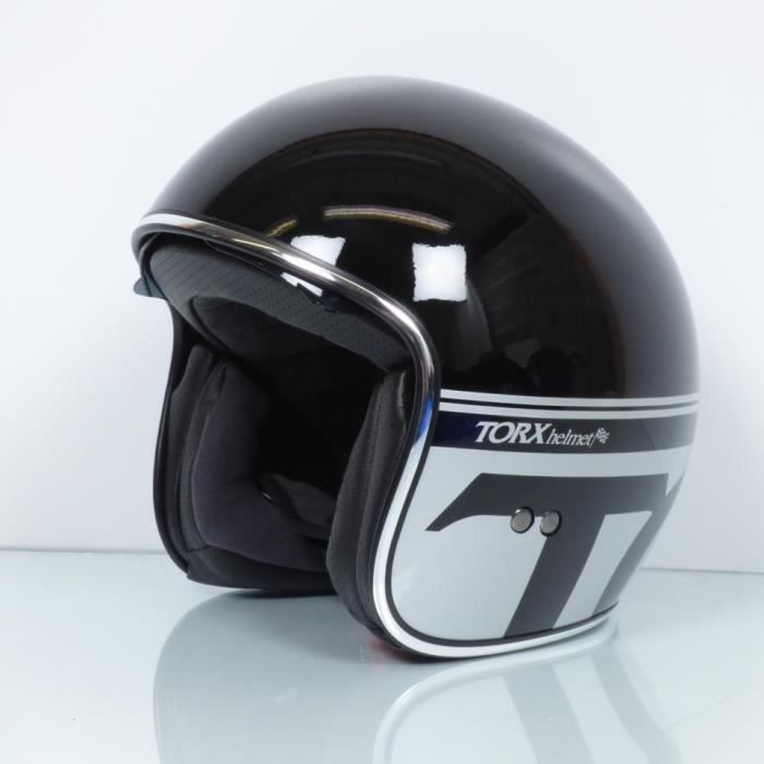 Casque Jet Torx Harry Black Silver Glossy Taille S Noir Gris