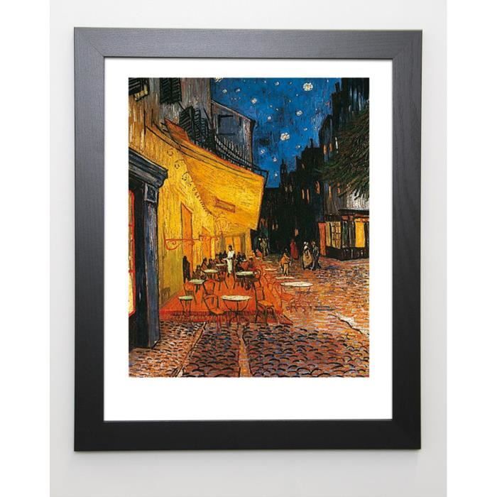 VAN GOGH Image encadrée Terrasse de Café - 47x57 cm - Jaune