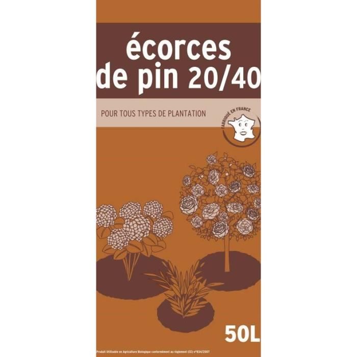 Ecorces de pin 20 40 pour tous types de plantation 50L
