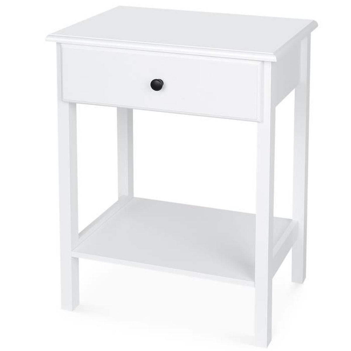 MDF Laqué avec 2 Tiroirs Caisson de Rangement Table de Nuit 1 pièce Miadomodo Table de chevet avec 1 tiroir et espace de