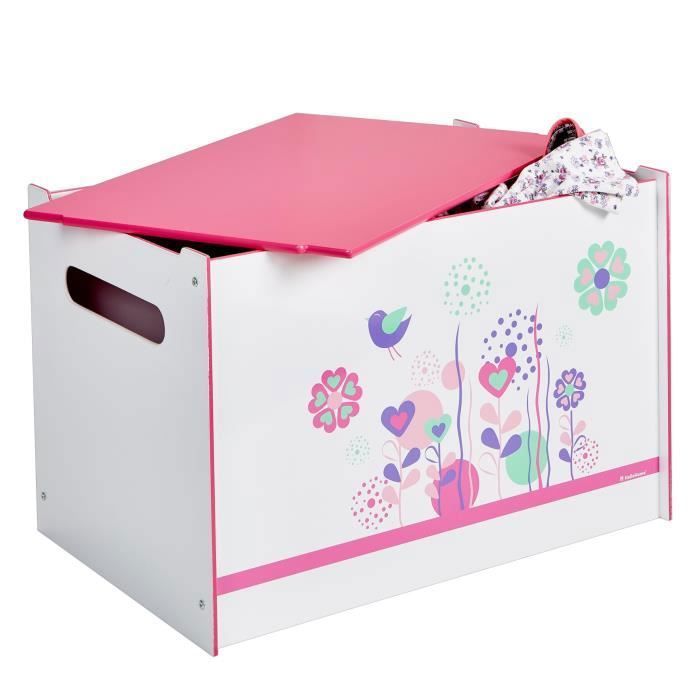 FLEURS ET OISEAUX Coffre a Jouets Enfant Rose et blanc HelloHome Worlds Apart