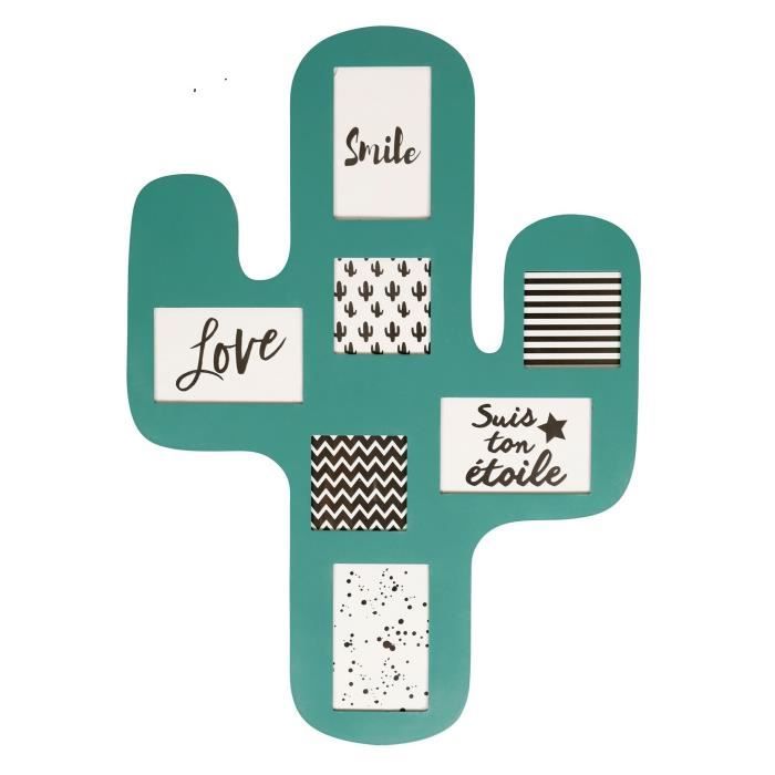 OSTARIA Pêle-mêle Cactus - 7 vues - MDF - 47,4 x 66,5 x 0,6 cm - Vert