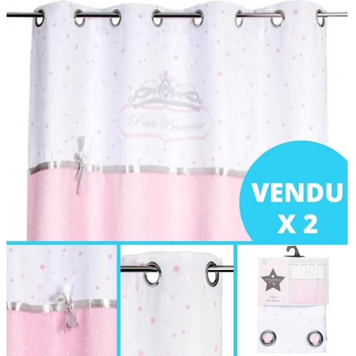 Lot de 2 - Rideau satiné princesse rose et blanc - Achat / Vente ... Lot de 2 - Rideau satiné princesse rose et blanc - Achat / Vente ...
