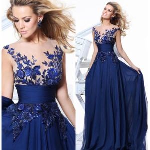 ROBE Robe de Soirée Longue Bleu Dentelle Applique