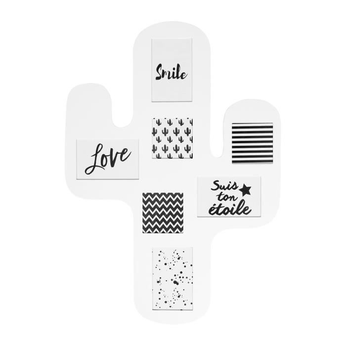 OSTARIA Pêle-mêle Cactus - 7 vues - MDF - 47,4 x 66,5 x 0,6 cm - Blanc