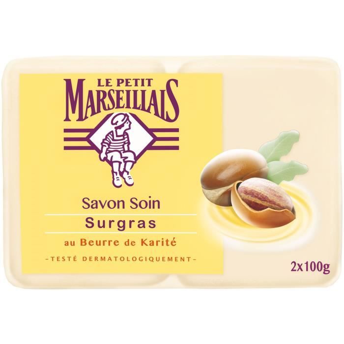LE PETIT MARSEILLAIS Set de 2 savons soin surgras - Beurre karite - 100 g